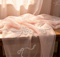 Tissu en Tulle Rose Poudré avec Broderie de Perles, Paillettes et Ruban, Style Coquette Délicat, pour Robes de Mariage, Soirée, Filles et Garçons