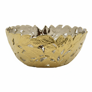 Plato decorativo de hoja dorada, cuencos artesanales, cuenco para servir galletas de frutas increíbles, vajilla artesanal de Metal, cuenco para servir, vajilla - Product Image 1