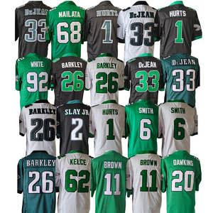 Genähtes American Football Trikot Philadelphia 1 Hurts 2 Slay Jr 6 Smith 26 Barkley 20 Dawkins 33 DeJean 62 Kelce 68 Mailata - Product Image 2