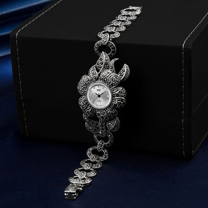 <span class=keywords><strong>Bracelet</strong></span> en argent sterling 925 pour femmes avec marcassite Luxury 925 Silver Vintage Wristwatch - Product Image 4