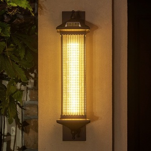 Lámpara de pared LED moderna para exteriores, luz de balcón de energía Solar, accesorio de jardín, luminaria externa de China, lámpara de pared de linterna Vintage negra - Product Image 3