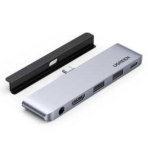 Ugreen cm424 <span class=keywords><strong>USB</strong></span> C HUB 5 trong 1 Bộ chuyển đổi <span class=keywords><strong>2</strong></span> USB3.<span class=keywords><strong>0</strong></span> 3.5mm jack cắm tai nghe PD sạc Docking Station 4K <span class=keywords><strong>HDMI</strong></span> pd100w cho iPad Pro - Product Image 1