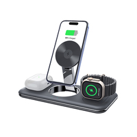 Station d'accueil sans fil pliable 3-en-1 à charge rapide 15W OEM 2025 avec chargeur magnétique pour téléphone, montre et écouteurs