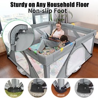 Parc pour bébé de petite taille, gris clair, pliable, pour jouer à l'intérieur et à l'extérieur, Panic 59*59 pouces