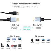 Câble HDMI bidirectionnel 4K60Hz vers DisplayPort avec câble d'alimentation USB pour PS5 Switch Desktop