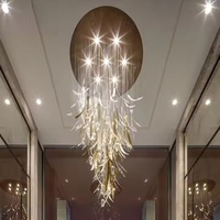 Lustre en verre sur mesure de grande taille, luminaire suspendu moderne de luxe pour hall d'hôtel, villa, escalier, hall, projets d'aménagement intérieur décoratifs