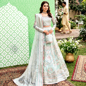 Robe de fête indienne et pakistanaise de haute qualité pour femmes, dernière collection, brodée, 3 pièces, prête à porter, shalwar kameez - Product Image 1
