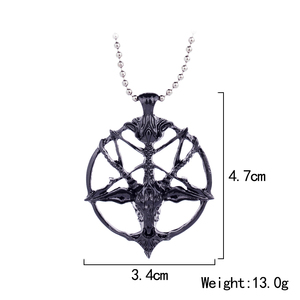 Fashion <strong>Pentagram</strong> Pan God Skull <strong>Goat</strong> <strong>Head</strong> Pendant Necklace Metal Vintage Silver/Black Gun Plated Necklace - Product Image 2
