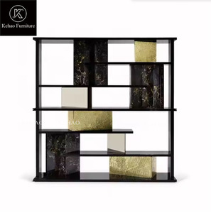 Fabbrica Custom High-end di lusso senso del Design capo ufficio Storage libreria <span class=keywords><strong>scaffali</strong></span> nero <span class=keywords><strong>e</strong></span> oro libreria - Product Image 3