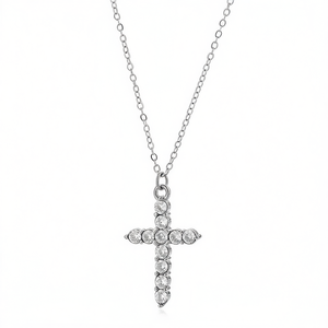 Amy Amy <b>Cross</b> Pendant Necklace 925 Silver Rhodium Plated Crystal Rhinestone Religious Christian Everyday Wear Women's Jewelry - Product Image 4