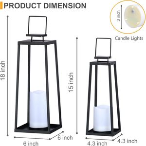 Black Metal <b>Lantern</b> With Led <b>Candle</b> Flameless Home Decoration Modern Minimalist Style Outdoor Indoor Use - Product Image 4