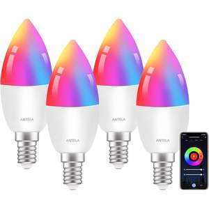Lampadina LED Intelligente Antela E14 4.5W WiFi RGB con Controllo App, Lampada Cambia Colore per Illuminazione a Soffitto Domestica - Product Image 1