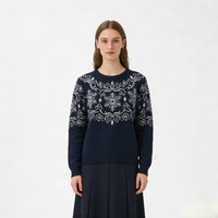 Vêtements en tricot élégants et festifs pour femmes, motif neige classique, tenue de vacances, commande en gros, fabricant de vêtements