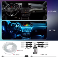 Bande lumineuse LED pour l'intérieur de la voiture, lumière d'ambiance colorée en fibre optique, kits de lumière néon, contrôle par application, lampes décoratives automobiles, bande RGB
