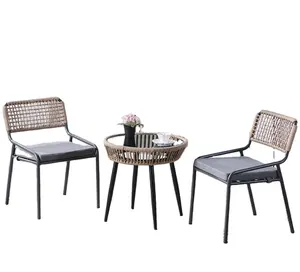 Modern Rattan bahçe Rattan Bar masası setleri veranda mobilya 3 adet Bistro setleri Rattan sandalye ve masa setleri