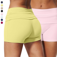 Short de compression athlétique taille mi-haute pour femme FDK5558, pliable, sans couture gênante, effet push-up fessier