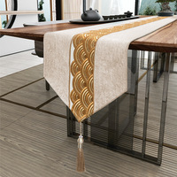 Chemin de table décoratif de luxe en jacquard tissé, à rayures brodées, pour hôtel et usage domestique