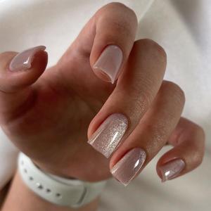 Faux <span class=keywords><strong>ongles</strong></span> élégants en acrylique avec ruban nude, personnalisables, à presser, pour filles - Product Image 2