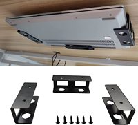 Support d'étagère en métal sous le bureau pour ordinateur portable pour ordinateur portable, Mac Mini, MacBook, clavier avec silicone anti-rayures (noir)