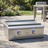 Gril Teppanyaki en Acier Inoxydable Série Elite, Composant de Cuisine Extérieure Intégrée Moderne et Haut de Gamme pour Station de Patio de Luxe