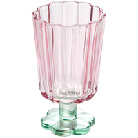 Lelyi Tasse en verre à pied haut à couleur bloquée vintage avec style Ins et fleur de haute valeur esthétique avec tasse à paille