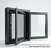 Fenêtre à battant en aluminium avec moustiquaire de sécurité en acier inoxydable, garantie 10 ans