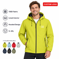 Veste d'extérieur imperméable et coupe-vent à capuche avec logo personnalisé, doublure 150D, fermeture éclair intégrale, vêtements d'équipe d'entreprise, vêtements de travail, OEM ODM