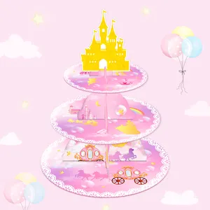 Đế Bánh Hình Lâu Đài Công Chúa Bé Gái DT007, Đế Bánh Cupcake 3 Tầng Trang Trí Tiệc Sinh Nhật