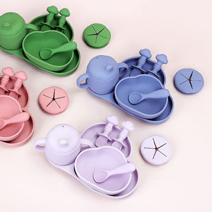Juego de Vajilla de Silicona para Bebés y Niños Pequeños, Libre de BPA, Plato y Tazón con Succión, Diseño Impreso, Botella de Agua - Product Image 1