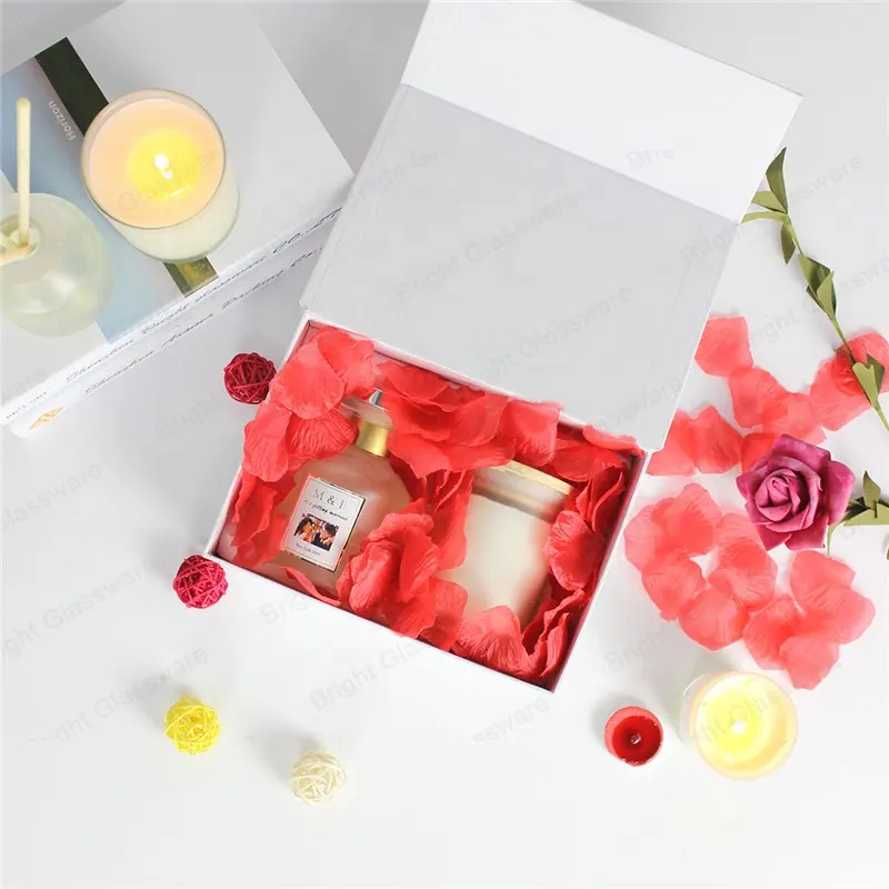 New Valentine Candle Gift Sets Glass Candle Holder Diffuser Bottle