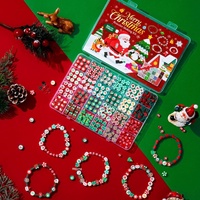 Kit de Fabricación de Pulseras Navideñas DIY, Cuentas de Arcilla Polimérica, Set de Cuentas de Árbol de Navidad, Muñeco de Nieve y Santa Claus para Niños, Manualidades de Joyería Navideña