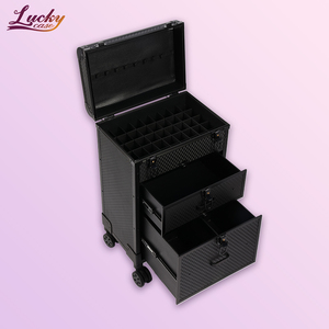 Black Rolling Nail Art <strong>Case</strong> Professional Trolley Cosmetic <strong>Case</strong> with Lockable Drawers Large <strong>Case</strong> on Wheels for Makeup Artist - Product Image 4