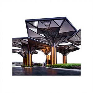 Escultura Artística de Acero Inoxidable de Gran Escala para Exteriores, Estilo Moderno Minimalista, Tallado Calado, Color Lechoso - Product Image 1