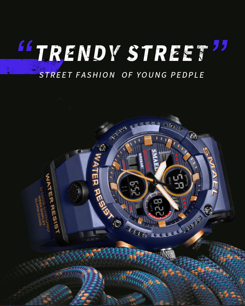 SMAEL 8038 reloj men sports quartz watch analog digital waterproof wrist watches