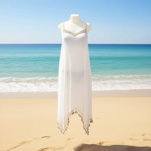 Buonic Abito copricostume estivo da spiaggia da donna 50x110 cm con finiture in nappa, top casual per costumi da bagno W21054-40 - Product Image 2