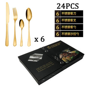 Juego de Cubiertos de Acero Inoxidable Dorado de 24 Piezas, Utensilios Pulidos para Servir la Cena - Product Image 2