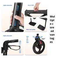 Nouveau marcheur transfrontalier en alliage d'aluminium pour les personnes âgées siège à roulettes de voyage avec déambulateur polyvalent à quatre roues