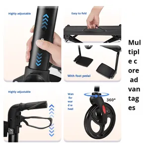 Cross-Border New Aluminum Alloy <strong>Walker</strong> for Elderly Travel <strong>Wheeled</strong> <strong>Seat</strong> <strong>with</strong> Four-Wheel Multi-Purpose Shopping Cart Rollator - Product Image 4