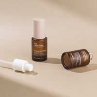 Flacon compte-gouttes en verre ambré givré de 2 oz 60 ml 50 ml, flacon pompe pour sérum capillaire, bouchon beige, flacon rond en verre pour huile faciale