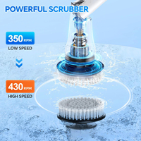 Brosse de nettoyage électrique rotative 4-en-1, étanche, sans fil, avec recharge USB-C, en ABS+PP
