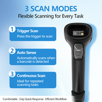 Lecteur de codes-barres portable 1D 2D, décodage rapide, plug-and-play, détection automatique, scanner filaire pour l'inventaire et la logistique en entrepôt