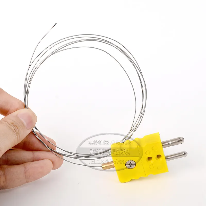 Sonda de aguja termopar blindado sensor de temperatura de enchufe amarillo tipo K