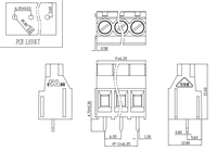 Bloque de terminales de tornillo de PCB de paso de 30A, conector de PCB de 3 polos, de 30A, de 1/2"