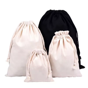 Custom Recycled Size Small Large Reusable White Muslin Cloth Dust Pouch Cotton Canvas Drawstring <b>Bag</b> With Logo Double <b>String</b> - Product Image 6