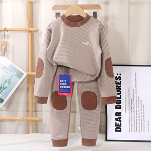 Atacado Crianças Meninos Meninas Outono e Inverno Casa Térmica de duas peças Sem Costura Dupla Face Pijama Underwear Conjuntos - Product Image 3