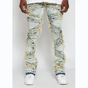 DiZNEW New Styles High Street Printed Pencil Pants Denim Jeans Male Fashion Cotton Spandex Jeans Pants Men