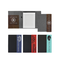 Cuaderno de cartera de lona y cuero PU Laserable-9 1/2 "X 12" con lazo para bolígrafo y ranuras para tarjetas de visita para regalos corporativos