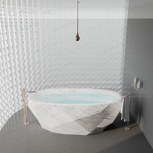 Tostone Premium Artistic Carved Natural Volakas White Marble Bathtub Deep Soaking <strong>Tub</strong> for High Grade Private Villa Home Design - Product Image 2
