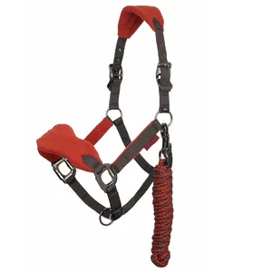 Halter de cavalo profissional, equipamento de equino ocidental de náilon do oem de alta qualidade com corda de chumbo