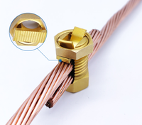 Material de conexión a tierra, conector de cable de hebra de perno dividido de cobre puro, abrazaderas de tierra eléctricas, accesorios de puesta a tierra